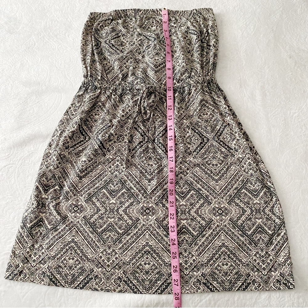 Tribal Print Black & Off White Strapless Mini Dress - Picture 3 of 9
